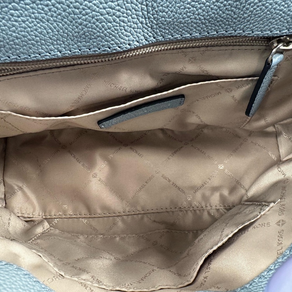 Michael Kors Cassie Small Leather Crossbody Pale Blue Satchel Bag - Picture 11 of 16